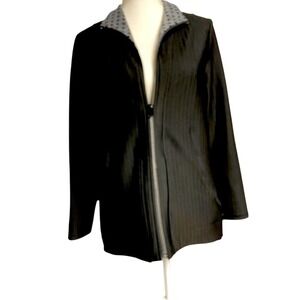 Chicos Zenergy Black Polka Dot Jaquard Jacket Size 1/ Womens 8